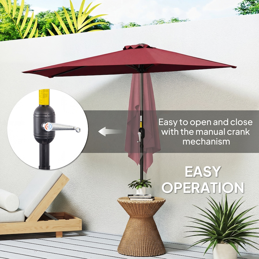 Image 980699_ALTMORE3.jpg, Product 980-699 / Price $64.99, Outsunny 9ft Half Round Umbrella, Outdoor Balcony Parasol, Wine Red from Outsunny on TSC.ca's Home & Garden department