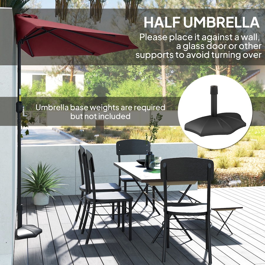 Image 980699_ALTMORE4.jpg, Product 980-699 / Price $64.99, Outsunny 9ft Half Round Umbrella, Outdoor Balcony Parasol, Wine Red from Outsunny on TSC.ca's Home & Garden department