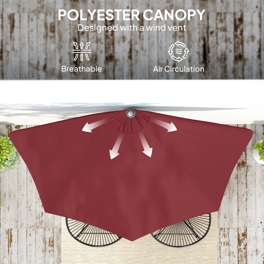 Image 980699_ALTMORE5.jpg, Product 980-699 / Price $64.99, Outsunny 9ft Half Round Umbrella, Outdoor Balcony Parasol, Wine Red from Outsunny on TSC.ca's Home & Garden department
