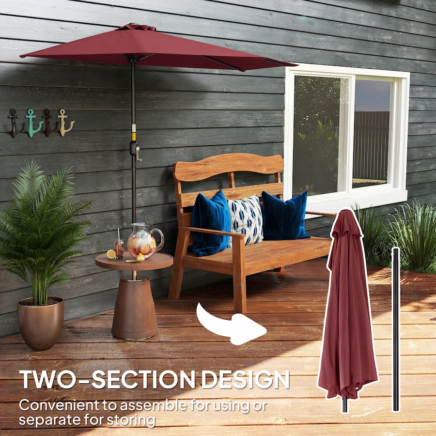 Image 980699_ALTMORE6.jpg, Product 980-699 / Price $64.99, Outsunny 9ft Half Round Umbrella, Outdoor Balcony Parasol, Wine Red from Outsunny on TSC.ca's Home & Garden department