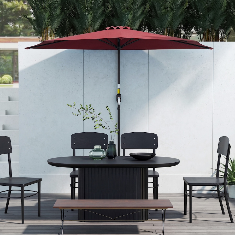 Image 980699_ALTMORE7.jpg, Product 980-699 / Price $64.99, Outsunny 9ft Half Round Umbrella, Outdoor Balcony Parasol, Wine Red from Outsunny on TSC.ca's Home & Garden department