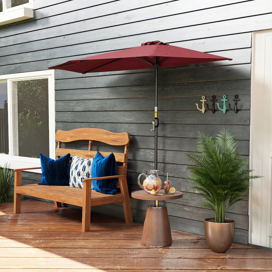 Image 980699_ALTMORE8.jpg, Product 980-699 / Price $64.99, Outsunny 9ft Half Round Umbrella, Outdoor Balcony Parasol, Wine Red from Outsunny on TSC.ca's Home & Garden department
