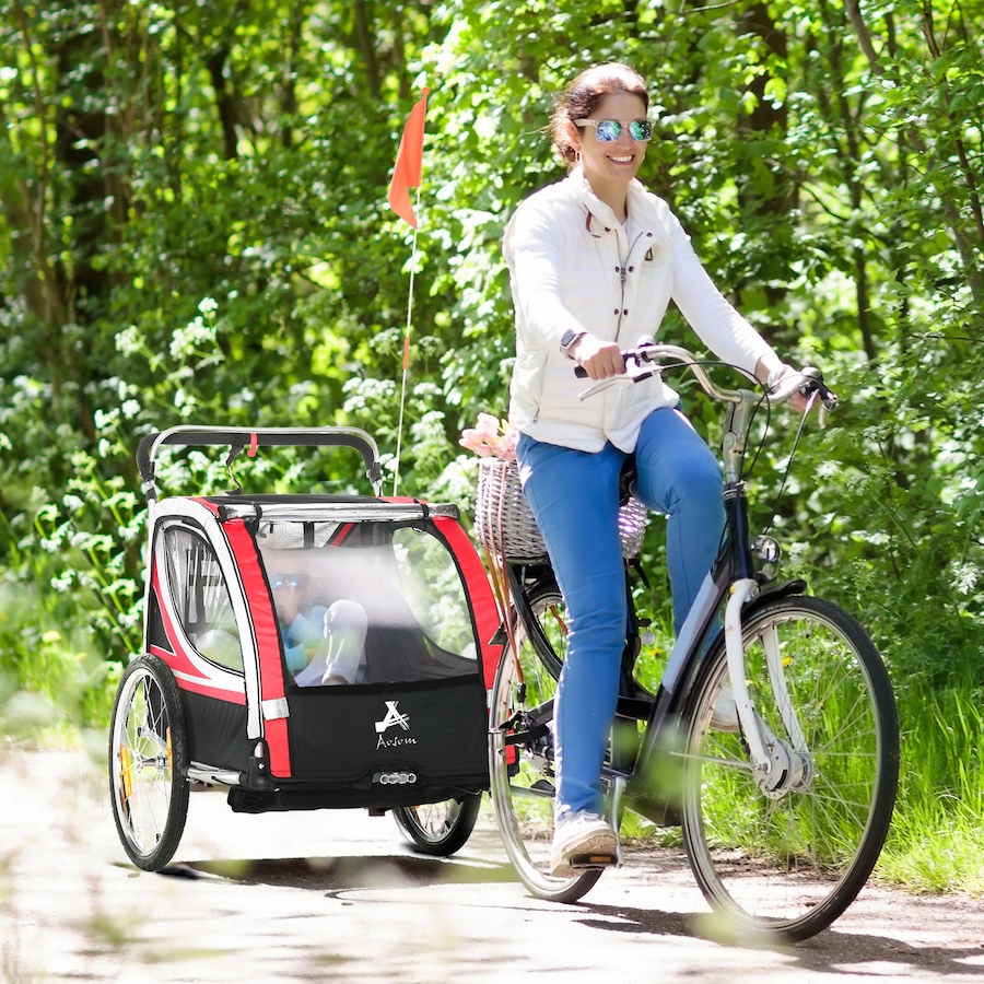 Image 980704_ALTMORE1.jpg, Product 980-704 / Price $236.99, Aosom Child Bike Trailer with Storage, 5 Point Harness, Baby Stroller Red from Aosom on TSC.ca's Toys & Hobbies department