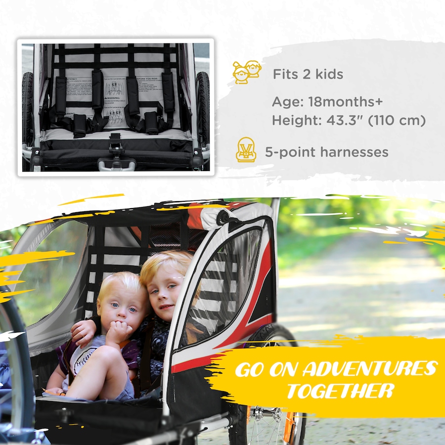 Image 980704_ALTMORE5.jpg, Product 980-704 / Price $236.99, Aosom Child Bike Trailer with Storage, 5 Point Harness, Baby Stroller Red from Aosom on TSC.ca's Toys & Hobbies department