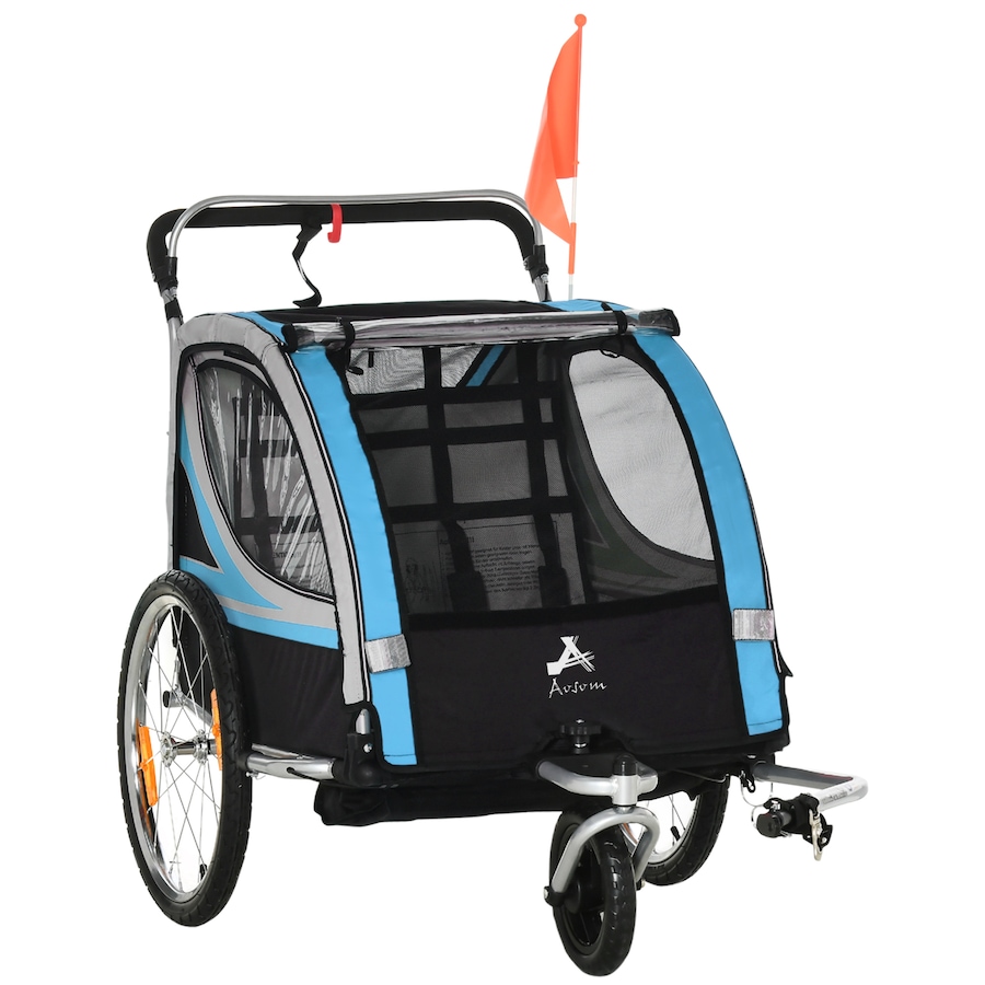 Image 980705.jpg, Product 980-705 / Price $236.99, Aosom Child Bike Trailer with Storage, 5 Point Harness, Baby Stroller Blue from Aosom on TSC.ca's Toys & Hobbies department