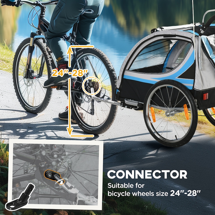 Image 980705_ALTMORE6.jpg, Product 980-705 / Price $236.99, Aosom Child Bike Trailer with Storage, 5 Point Harness, Baby Stroller Blue from Aosom on TSC.ca's Toys & Hobbies department