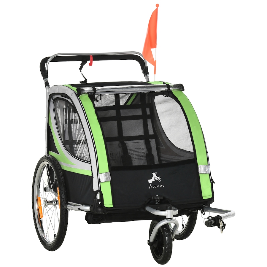 Image 980706.jpg, Product 980-706 / Price $236.99, Aosom Child Bike Trailer with Storage, 5 Point Harness, Baby Stroller Green from Aosom on TSC.ca's Toys & Hobbies department