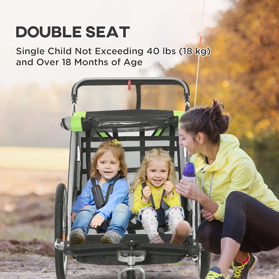 Image 980706_ALTMORE4.jpg, Product 980-706 / Price $236.99, Aosom Child Bike Trailer with Storage, 5 Point Harness, Baby Stroller Green from Aosom on TSC.ca's Toys & Hobbies department