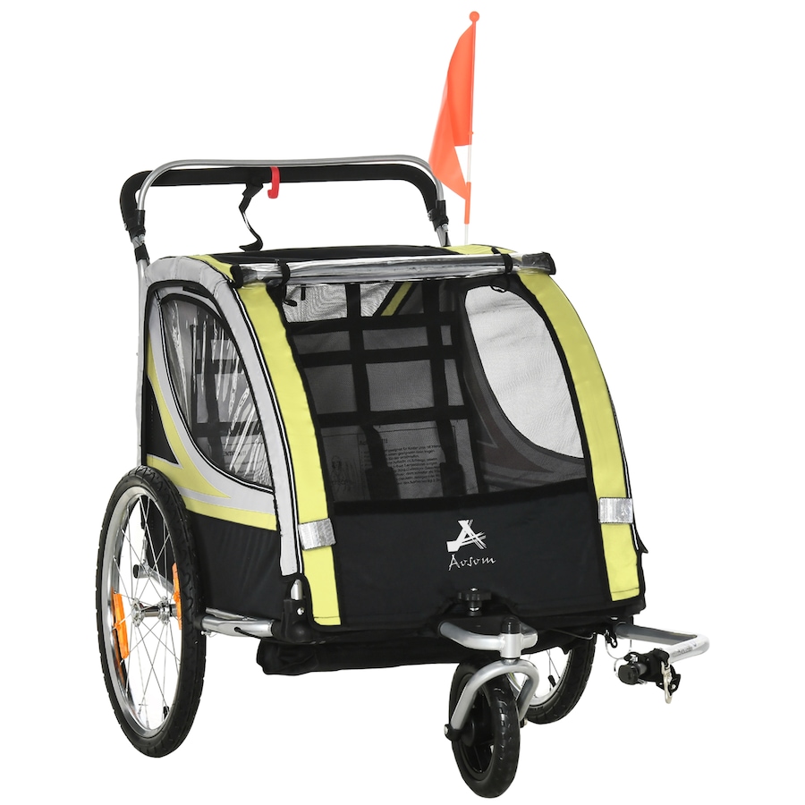Image 980707.jpg, Product 980-707 / Price $256.99, Aosom Child Bike Trailer with Storage, 5 Point Harness Baby Stroller Yellow from Aosom on TSC.ca's Toys & Hobbies department