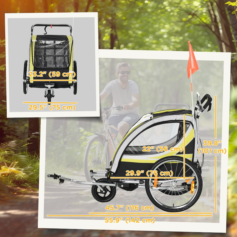 Image 980707_ALTMORE2.jpg, Product 980-707 / Price $256.99, Aosom Child Bike Trailer with Storage, 5 Point Harness Baby Stroller Yellow from Aosom on TSC.ca's Toys & Hobbies department