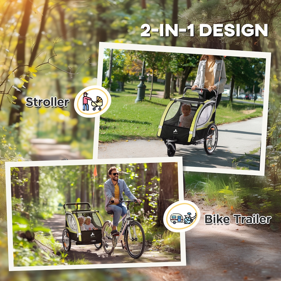 Image 980707_ALTMORE3.jpg, Product 980-707 / Price $256.99, Aosom Child Bike Trailer with Storage, 5 Point Harness Baby Stroller Yellow from Aosom on TSC.ca's Toys & Hobbies department