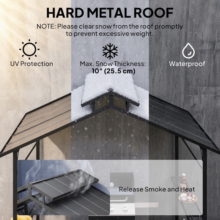 Image 980709_ALTMORE10.jpg, Product 980-709 / Price $409.99, Outsunny 8 x 5ft Hardtop Grill Gazebo with 2 Side Shelves and 10 Hooks from Outsunny on TSC.ca's Home & Garden department