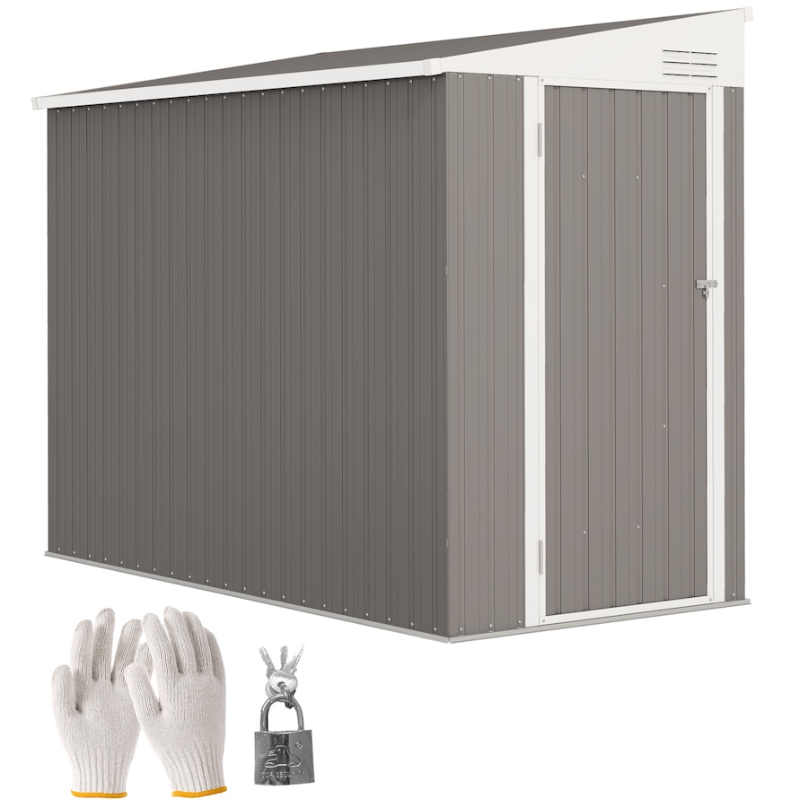 Image 980712.jpg, Product 980-712 / Price $354.99, Outsunny 4' x 8' Lean to Outdoor Shed with Lock, Light Grey from Outsunny on TSC.ca's Home & Garden department