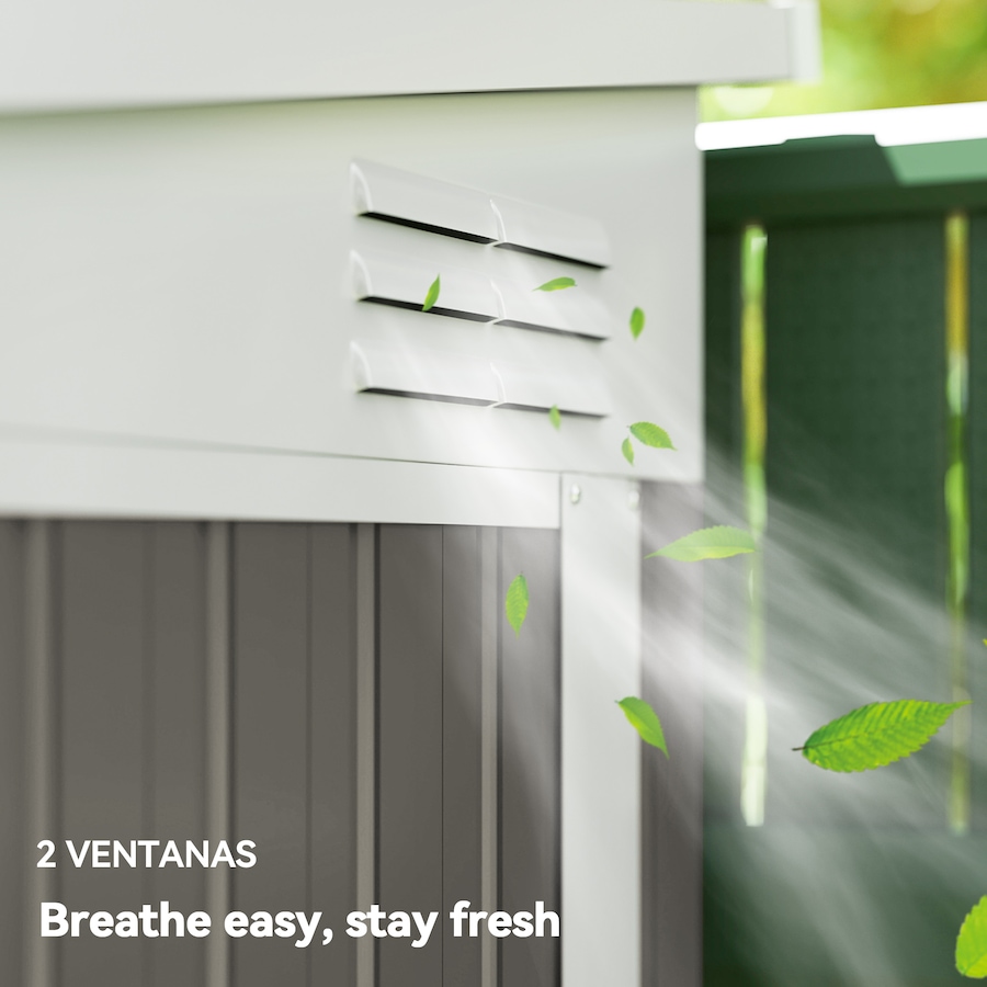 Image 980712_ALTMORE7.jpg, Product 980-712 / Price $354.99, Outsunny 4' x 8' Lean to Outdoor Shed with Lock, Light Grey from Outsunny on TSC.ca's Home & Garden department