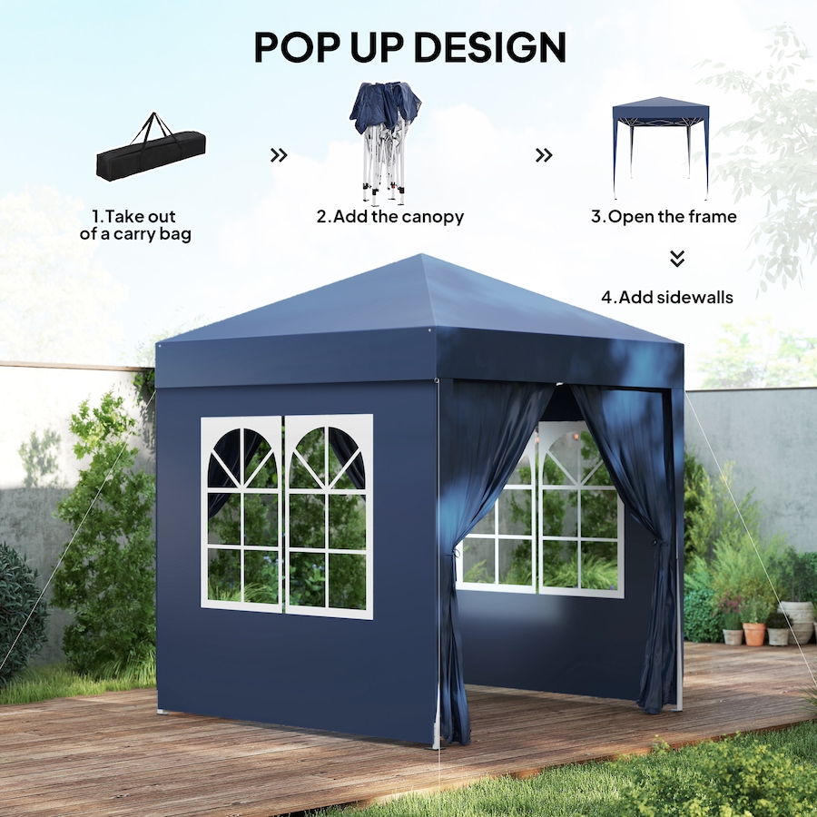 Image 980715_ALTMORE3.jpg, Product 980-715 / Price $119.99, Outsunny 6.6'x6.6' Pop Up Canopy Tent for Outdoor, Garden, Patio, Blue from Outsunny on TSC.ca's Home & Garden department