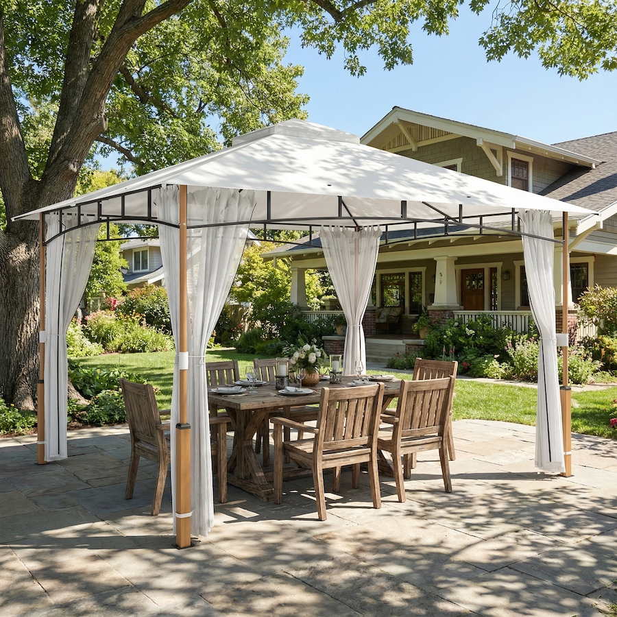 Image 980716_ALTMORE1.jpg, Product 980-716 / Price $279.99, Outsunny 10' x 12' Patio Gazebo, Double Roof Gazebo Canopy Shelter, Cream from Outsunny on TSC.ca's Home & Garden department