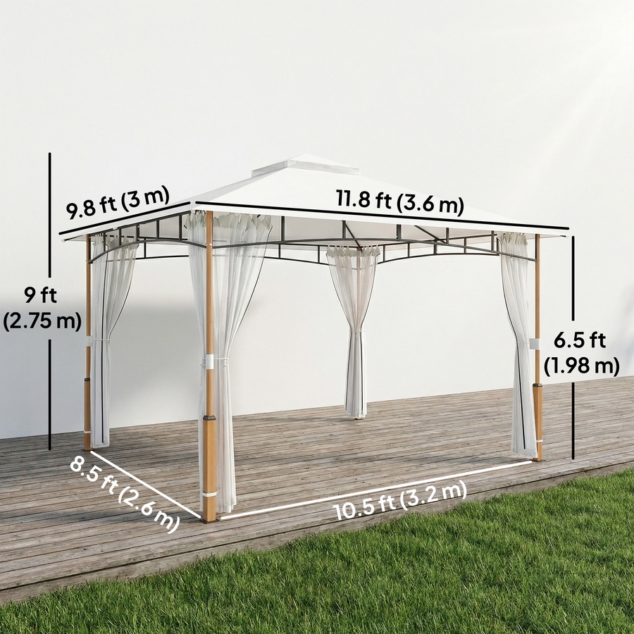 Image 980716_ALTMORE2.jpg, Product 980-716 / Price $279.99, Outsunny 10' x 12' Patio Gazebo, Double Roof Gazebo Canopy Shelter, Cream from Outsunny on TSC.ca's Home & Garden department