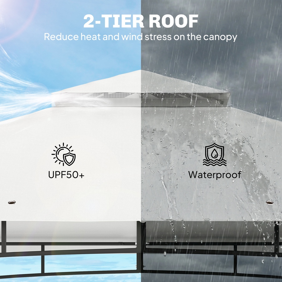 Image 980716_ALTMORE3.jpg, Product 980-716 / Price $279.99, Outsunny 10' x 12' Patio Gazebo, Double Roof Gazebo Canopy Shelter, Cream from Outsunny on TSC.ca's Home & Garden department