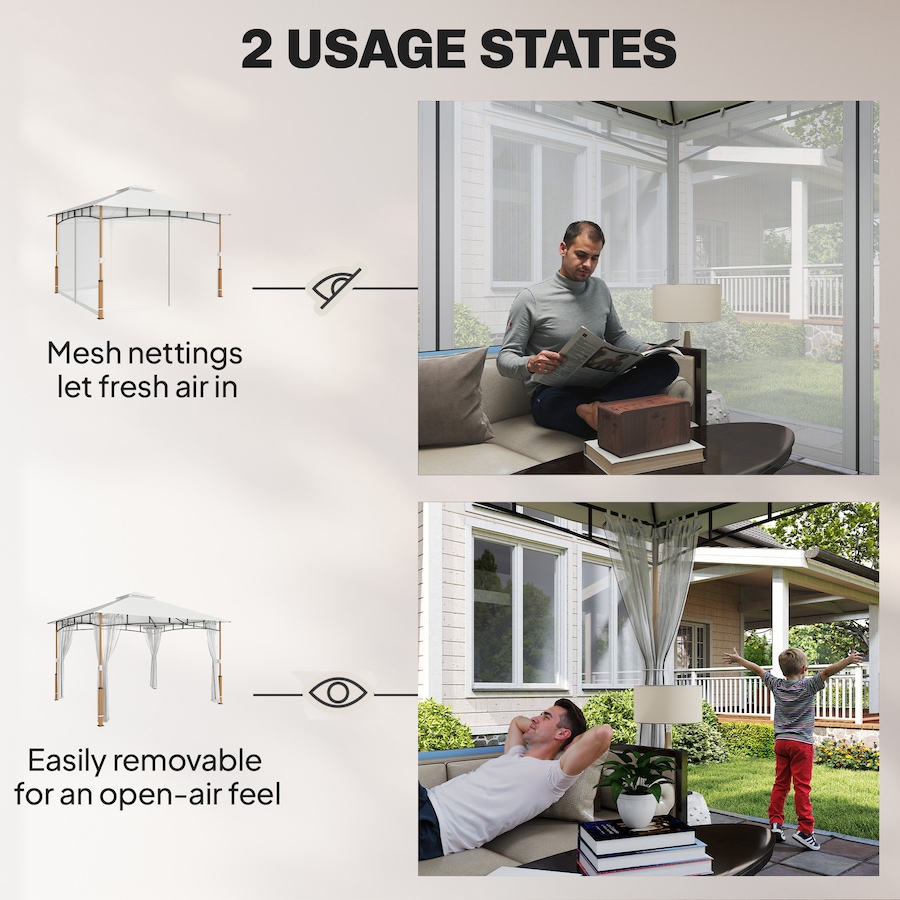 Image 980716_ALTMORE4.jpg, Product 980-716 / Price $279.99, Outsunny 10' x 12' Patio Gazebo, Double Roof Gazebo Canopy Shelter, Cream from Outsunny on TSC.ca's Home & Garden department