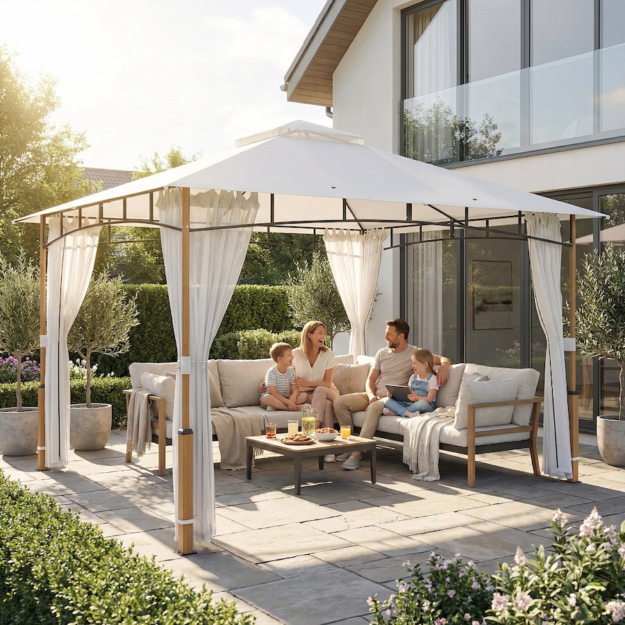 Image 980716_ALTMORE7.jpg, Product 980-716 / Price $279.99, Outsunny 10' x 12' Patio Gazebo, Double Roof Gazebo Canopy Shelter, Cream from Outsunny on TSC.ca's Home & Garden department