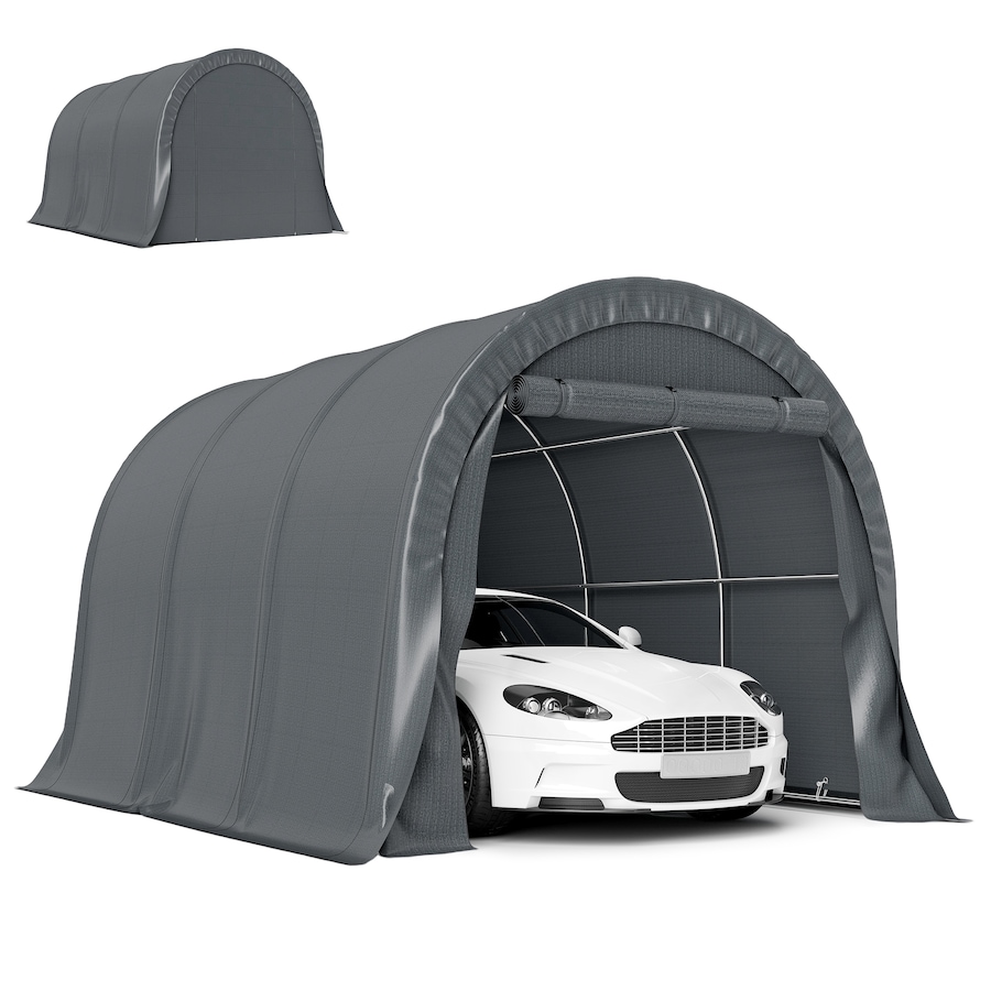 Image 980718.jpg, Product 980-718 / Price $359.99, Outsunny 10' x 15' Heavy Duty Carport, Portable Garage with Door, Dark Grey from Outsunny on TSC.ca's Home & Garden department