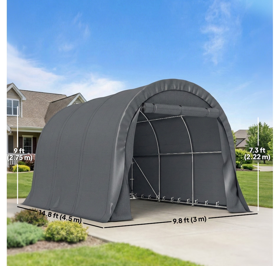 Image 980718_ALTMORE2.jpg, Product 980-718 / Price $369.99, Outsunny 10' x 15' Heavy Duty Carport, Portable Garage with Door, Dark Grey from Outsunny on TSC.ca's Home & Garden department