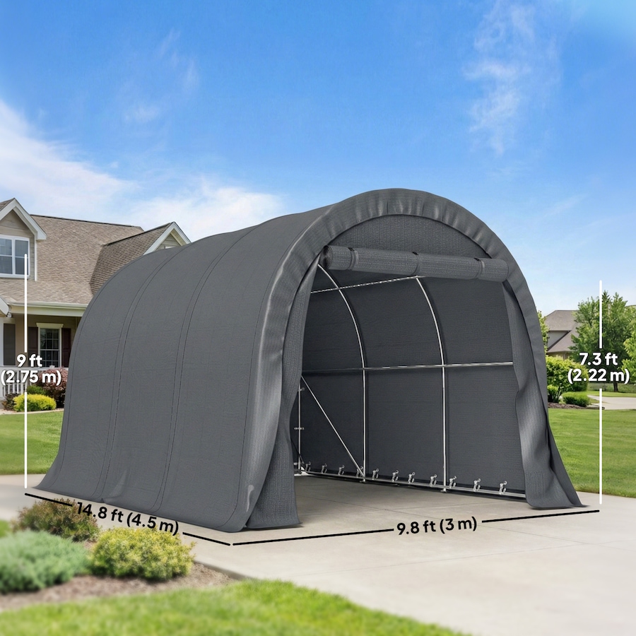 Image 980718_ALTMORE2.jpg, Product 980-718 / Price $359.99, Outsunny 10' x 15' Heavy Duty Carport, Portable Garage with Door, Dark Grey from Outsunny on TSC.ca's Home & Garden department