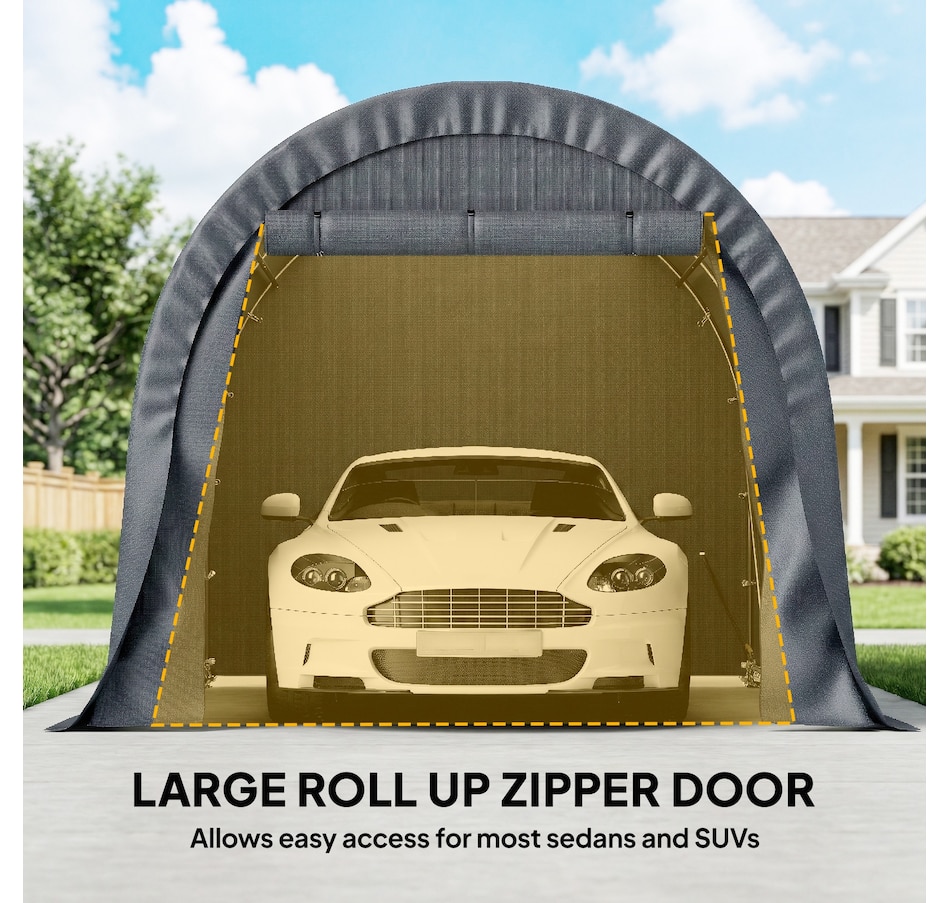 Image 980718_ALTMORE4.jpg, Product 980-718 / Price $369.99, Outsunny 10' x 15' Heavy Duty Carport, Portable Garage with Door, Dark Grey from Outsunny on TSC.ca's Home & Garden department