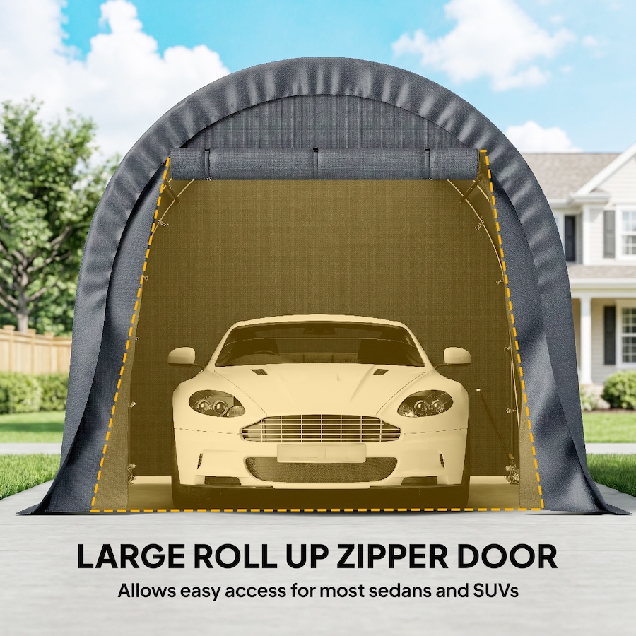 Image 980718_ALTMORE4.jpg, Product 980-718 / Price $359.99, Outsunny 10' x 15' Heavy Duty Carport, Portable Garage with Door, Dark Grey from Outsunny on TSC.ca's Home & Garden department