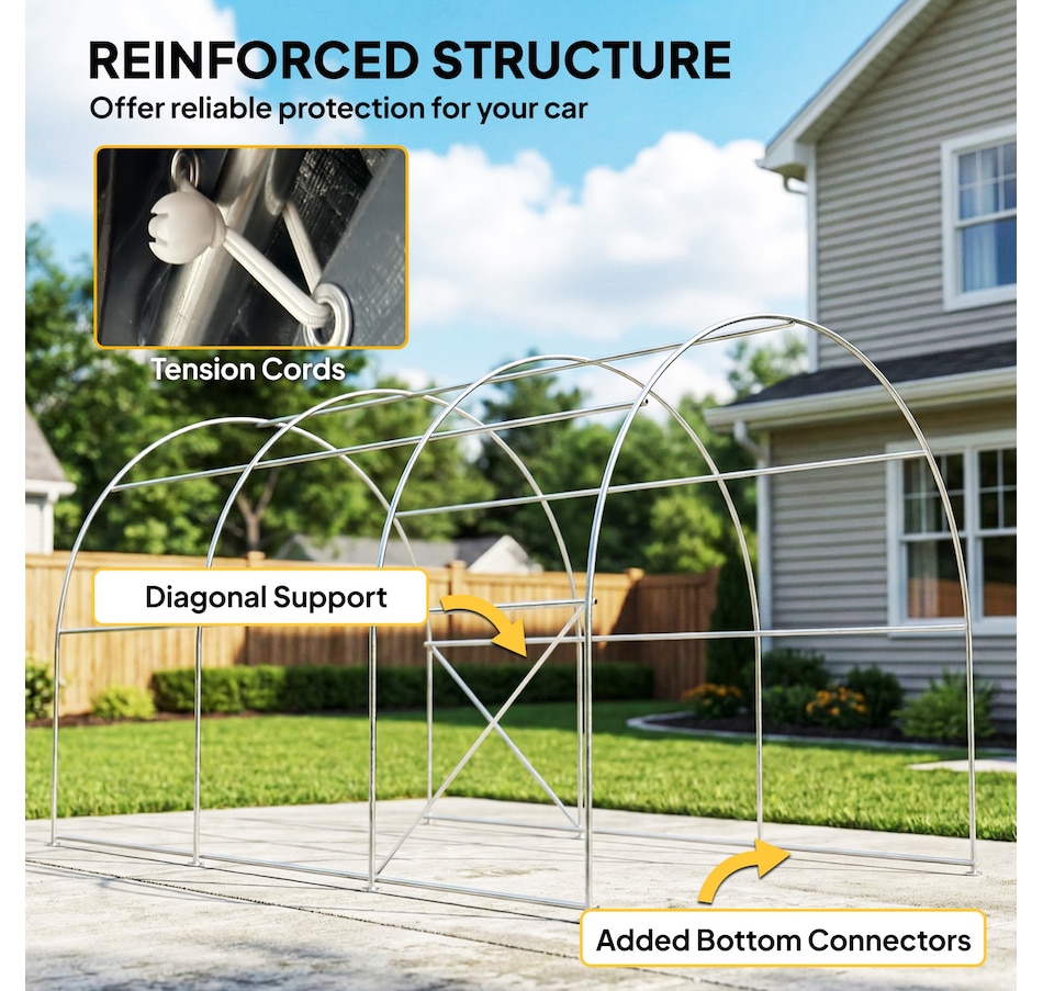 Image 980718_ALTMORE5.jpg, Product 980-718 / Price $369.99, Outsunny 10' x 15' Heavy Duty Carport, Portable Garage with Door, Dark Grey from Outsunny on TSC.ca's Home & Garden department