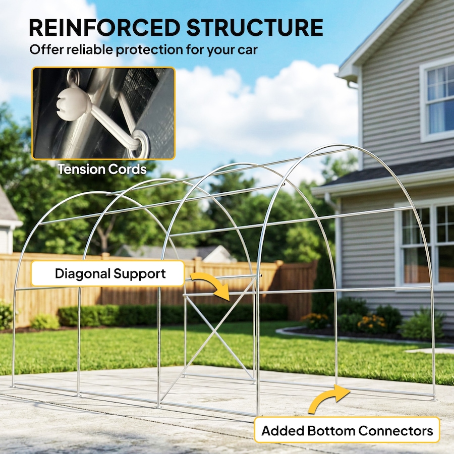 Image 980718_ALTMORE5.jpg, Product 980-718 / Price $359.99, Outsunny 10' x 15' Heavy Duty Carport, Portable Garage with Door, Dark Grey from Outsunny on TSC.ca's Home & Garden department