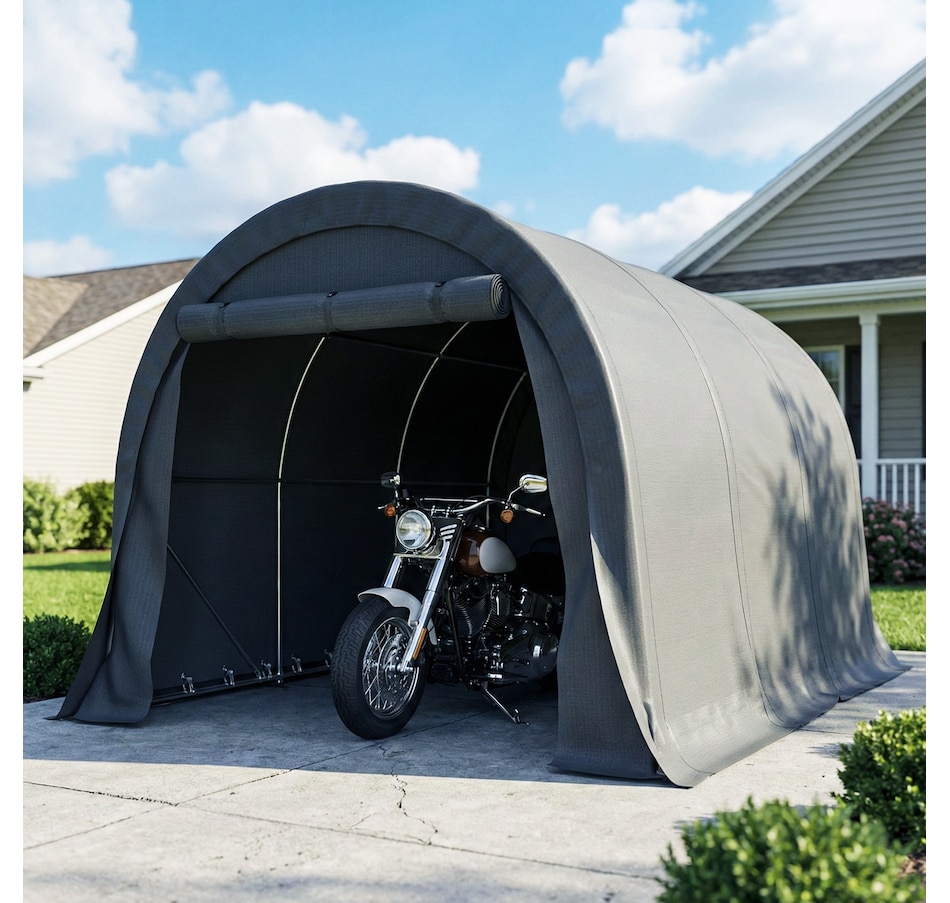Image 980718_ALTMORE8.jpg, Product 980-718 / Price $369.99, Outsunny 10' x 15' Heavy Duty Carport, Portable Garage with Door, Dark Grey from Outsunny on TSC.ca's Home & Garden department