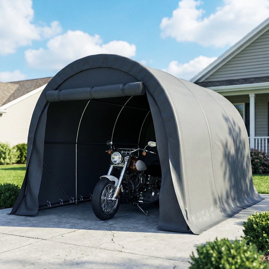 Image 980718_ALTMORE8.jpg, Product 980-718 / Price $359.99, Outsunny 10' x 15' Heavy Duty Carport, Portable Garage with Door, Dark Grey from Outsunny on TSC.ca's Home & Garden department