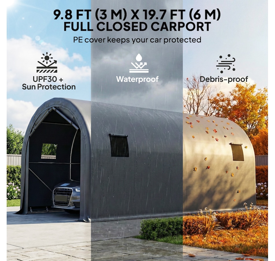 Image 980719_ALTMORE3.jpg, Product 980-719 / Price $429.99, Outsunny 10' x 19' Heavy Duty Carport, Portable Garage with Door, Windows from Outsunny on TSC.ca's Home & Garden department