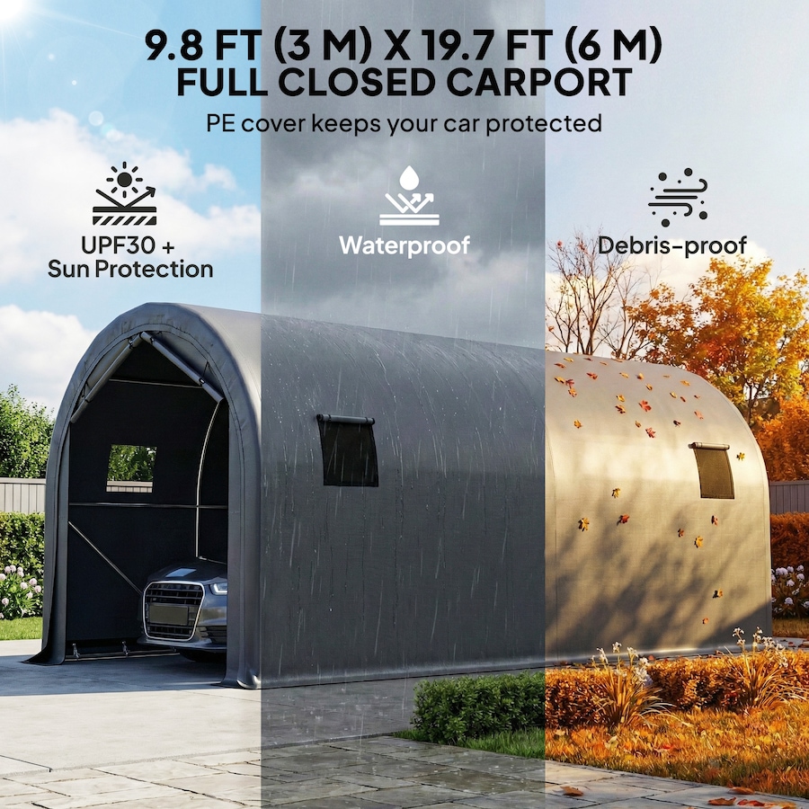Image 980719_ALTMORE3.jpg, Product 980-719 / Price $389.99, Outsunny 10' x 19' Heavy Duty Carport, Portable Garage with Door, Windows from Outsunny on TSC.ca's Home & Garden department