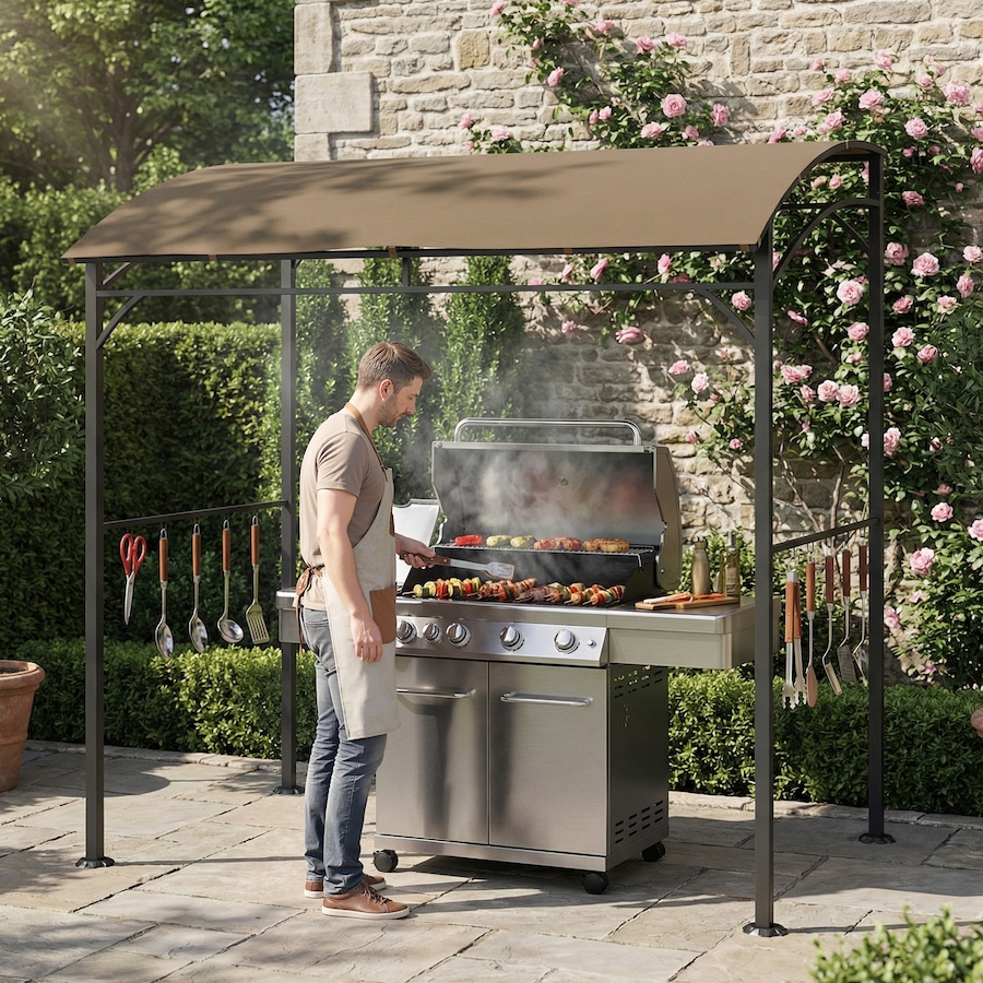 Image 980728_ALTMORE15.jpg, Product 980-728 / Price $139.99, Outsunny 7' x 5' BBQ Grill Gazebo Tent with Steel Frame Hooks from Outsunny on TSC.ca's Home & Garden department