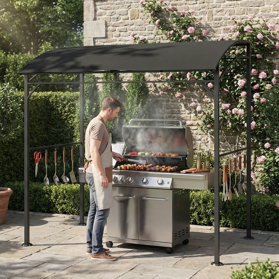 Image 980728_ALTMORE7.jpg, Product 980-728 / Price $139.99, Outsunny 7' x 5' BBQ Grill Gazebo Tent with Steel Frame Hooks from Outsunny on TSC.ca's Home & Garden department