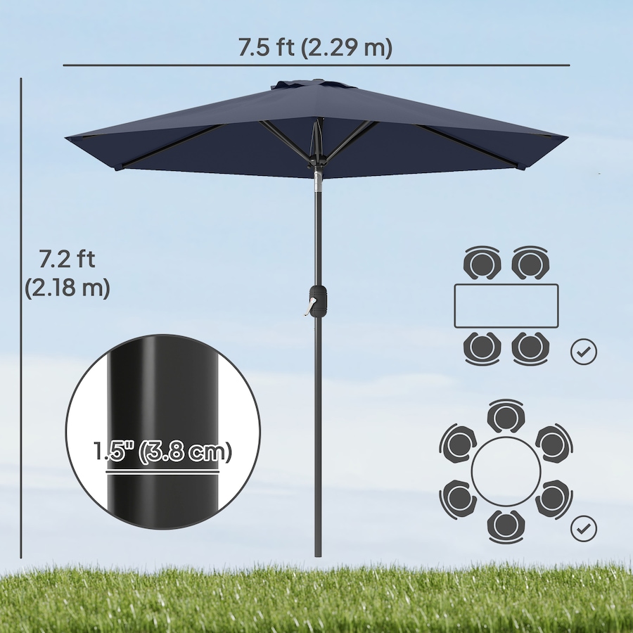 Image 980732_ALTMORE27.jpg, Product 980-732 / Price $64.99, Outsunny Patio Sun Umbrella, Outdoor Parasol with 6 Ribs from Outsunny on TSC.ca's Home & Garden department