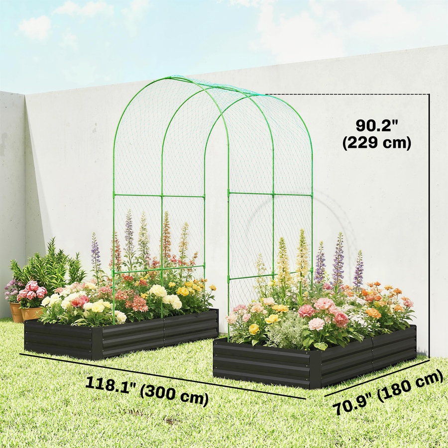 Image 980735_ALTMORE11.jpg, Product 980-735 / Price $149.99 - $159.00, Outsunny 9.8 x 5.9 x 7.5 ft Galvanized Raised Garden Bed with Trellis from Outsunny on TSC.ca's Home & Garden department