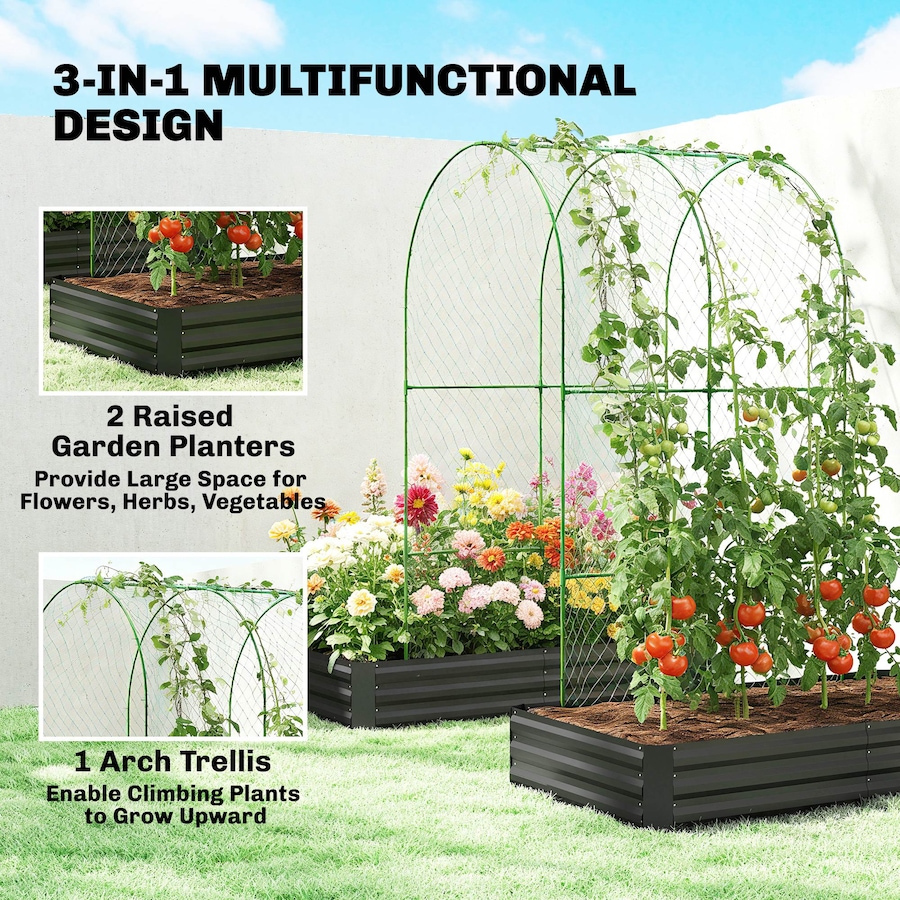 Image 980735_ALTMORE12.jpg, Product 980-735 / Price $149.99 - $159.00, Outsunny 9.8 x 5.9 x 7.5 ft Galvanized Raised Garden Bed with Trellis from Outsunny on TSC.ca's Home & Garden department
