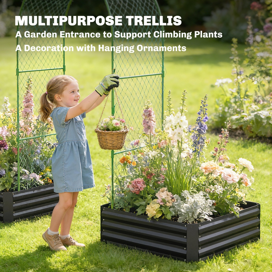 Image 980735_ALTMORE13.jpg, Product 980-735 / Price $149.99 - $159.00, Outsunny 9.8 x 5.9 x 7.5 ft Galvanized Raised Garden Bed with Trellis from Outsunny on TSC.ca's Home & Garden department