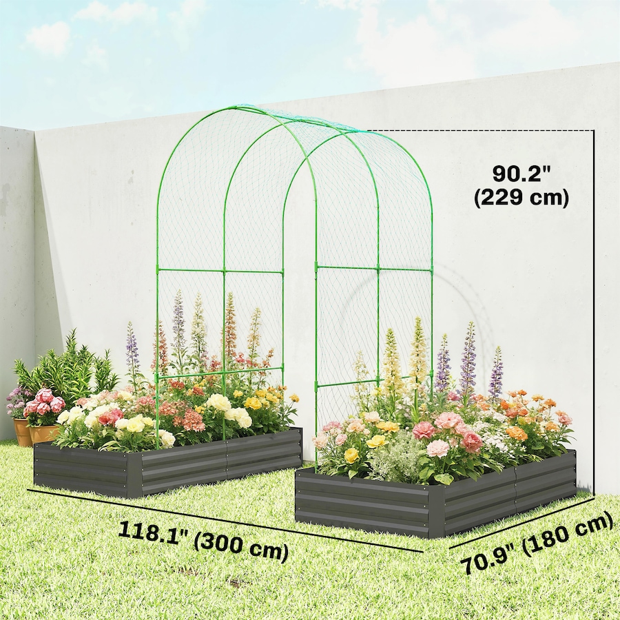 Image 980735_ALTMORE2.jpg, Product 980-735 / Price $149.99 - $159.00, Outsunny 9.8 x 5.9 x 7.5 ft Galvanized Raised Garden Bed with Trellis from Outsunny on TSC.ca's Home & Garden department