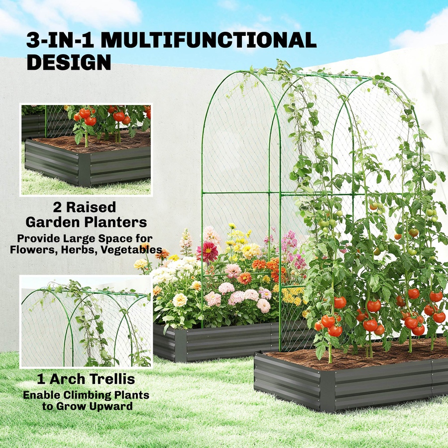 Image 980735_ALTMORE3.jpg, Product 980-735 / Price $149.99 - $159.00, Outsunny 9.8 x 5.9 x 7.5 ft Galvanized Raised Garden Bed with Trellis from Outsunny on TSC.ca's Home & Garden department