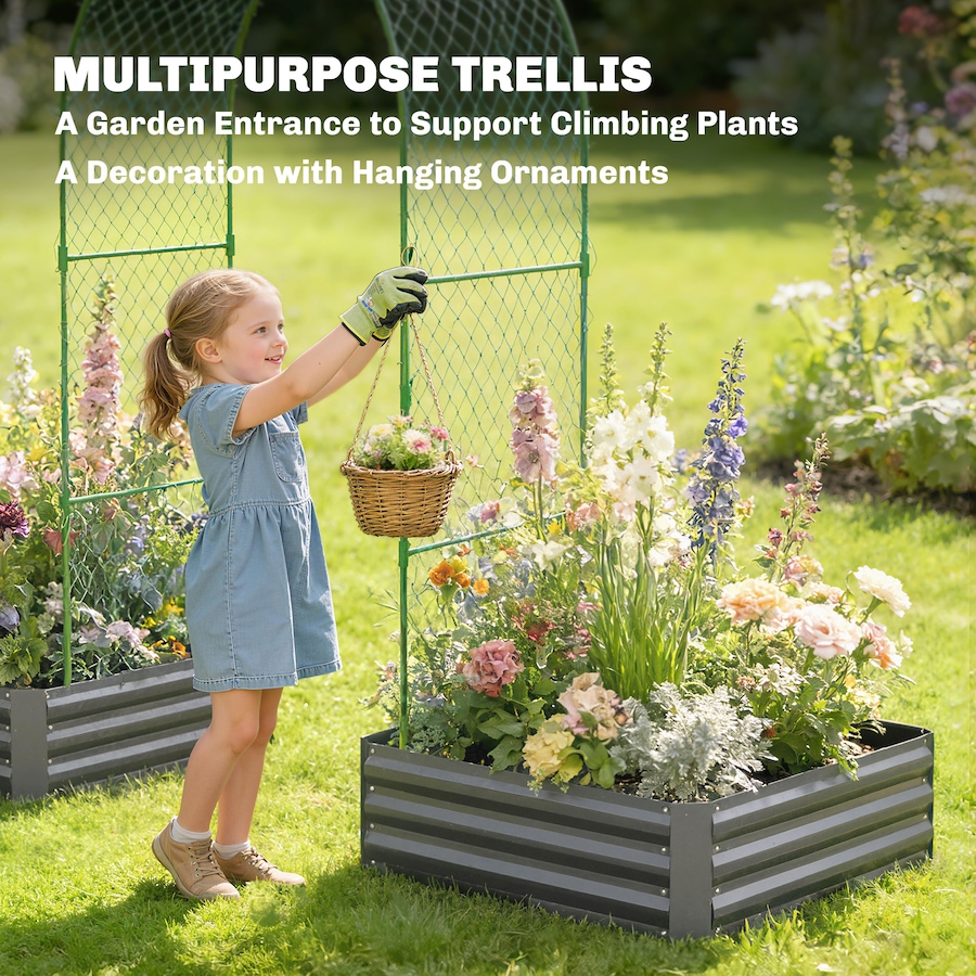 Image 980735_ALTMORE4.jpg, Product 980-735 / Price $149.99 - $159.00, Outsunny 9.8 x 5.9 x 7.5 ft Galvanized Raised Garden Bed with Trellis from Outsunny on TSC.ca's Home & Garden department