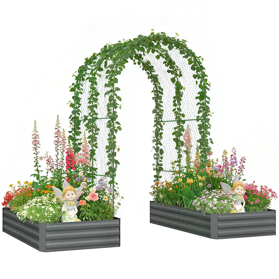 Image 980735_ST01.jpg, Product 980-735 / Price $149.99 - $159.00, Outsunny 9.8 x 5.9 x 7.5 ft Galvanized Raised Garden Bed with Trellis from Outsunny on TSC.ca's Home & Garden department
