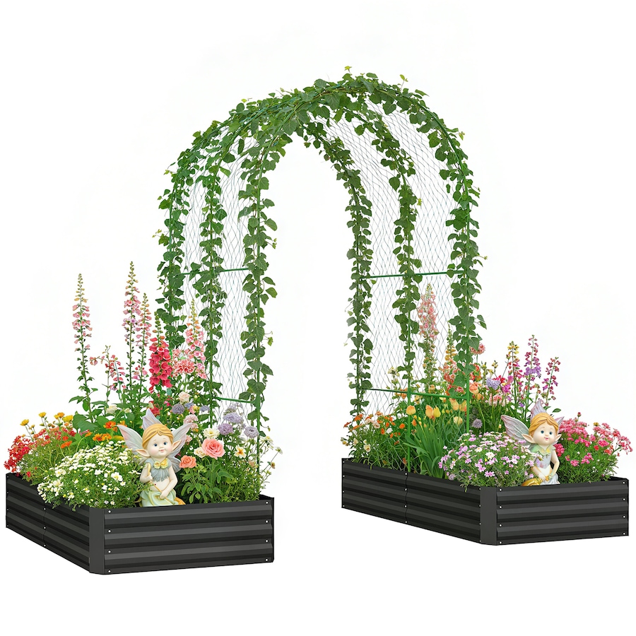 Image 980735_ST02.jpg, Product 980-735 / Price $149.99 - $159.00, Outsunny 9.8 x 5.9 x 7.5 ft Galvanized Raised Garden Bed with Trellis from Outsunny on TSC.ca's Home & Garden department