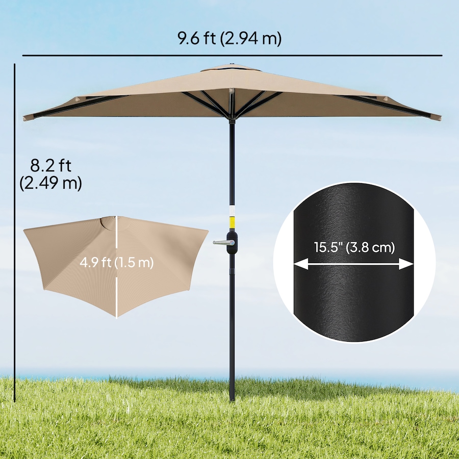 Image 980736_ALTMORE11.jpg, Product 980-736 / Price $59.99, Outsunny 9.8ft Half Umbrella Patio Parasol Sun Shade, Crank Handle from Outsunny on TSC.ca's Home & Garden department