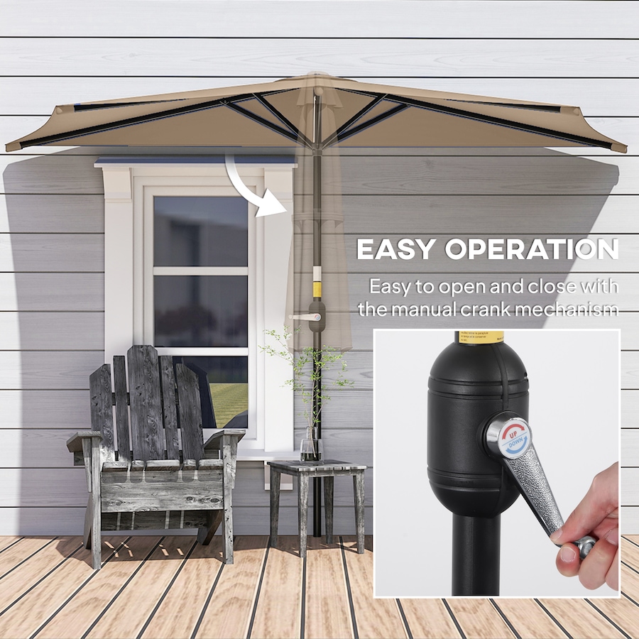 Image 980736_ALTMORE12.jpg, Product 980-736 / Price $59.99, Outsunny 9.8ft Half Umbrella Patio Parasol Sun Shade, Crank Handle from Outsunny on TSC.ca's Home & Garden department