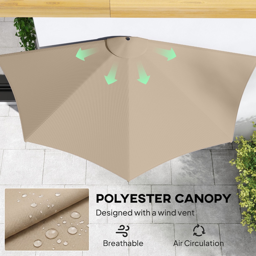 Image 980736_ALTMORE13.jpg, Product 980-736 / Price $59.99, Outsunny 9.8ft Half Umbrella Patio Parasol Sun Shade, Crank Handle from Outsunny on TSC.ca's Home & Garden department