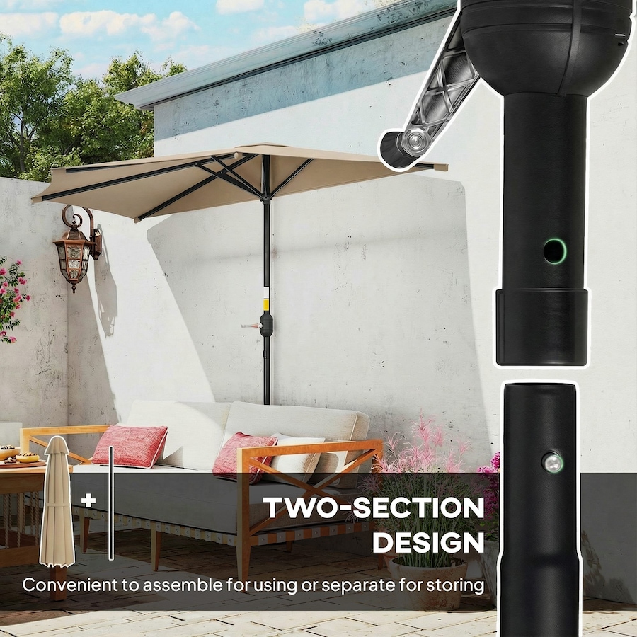 Image 980736_ALTMORE14.jpg, Product 980-736 / Price $59.99, Outsunny 9.8ft Half Umbrella Patio Parasol Sun Shade, Crank Handle from Outsunny on TSC.ca's Home & Garden department